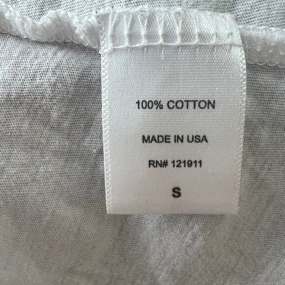 LNA White Cotton Crisscross Split V-Neck Short Sleeve Casual T-Shirt Top Size S - Picture 7 of 8